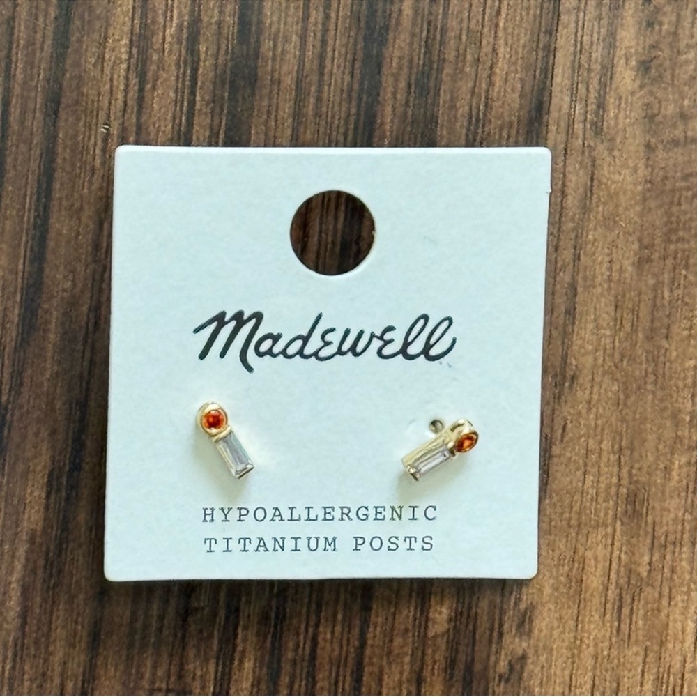 Madewell the tennis collection baguette crystal stacking stud earring